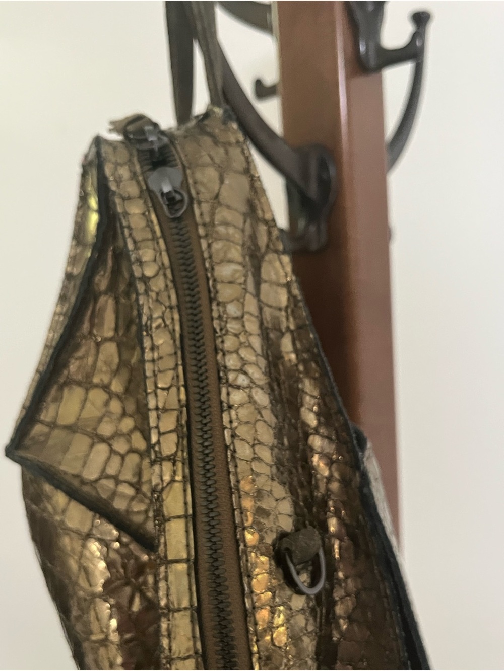 Hammitt Hunter 2 Medium Metallic Gold Croc-Embossed Backpack 14” Used Twice. - Picture 6 of 7